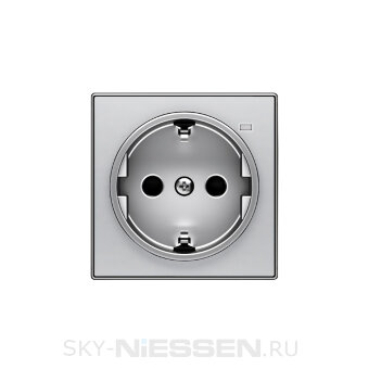 Накладка для розетки SCHUKO с линзой для контрольной подсветки, серия SKY, цвет серебристый алюминий - 8588.8 PL