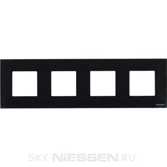 Рамка 4-постовая, серия Zenit, стекло чёрное - N2274 CN