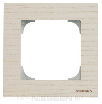 Рамка 1-постовая, серия SKY, цвет дерево белый ясень - 8571 FR