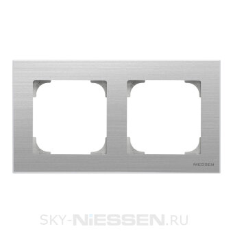 Рамка 2-постовая, серия SKY, цвет нержавеющая сталь - 8572 AI