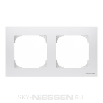 Рамка 2-постовая, серия SKY, цвет альпийский белый, подложка серого цвета  - 8572 BL