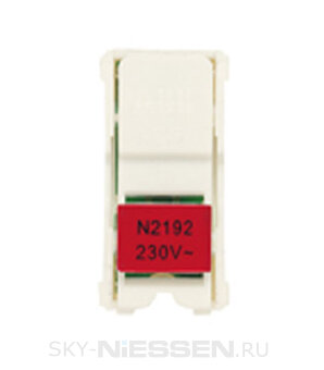 Блок светодиодной подсветки для 2-полюсных выключателей, переключателей и проходных (перекрёстных) переключателей,  цвет цоколя красный - N2192 RJ