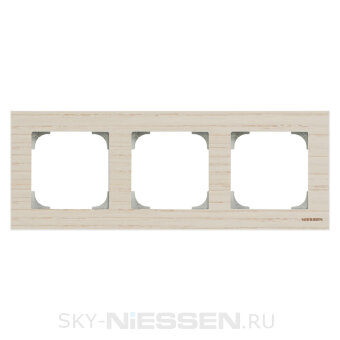Рамка 3-постовая, серия SKY, цвет дерево белый ясень - 8573 FR