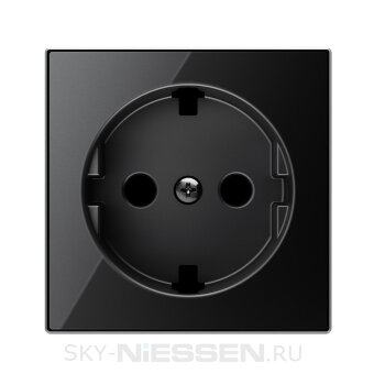 Накладка для розетки SCHUKO с плоской поверхностью, серия SKY, цвет стекло чёрное - 8588.9 CN