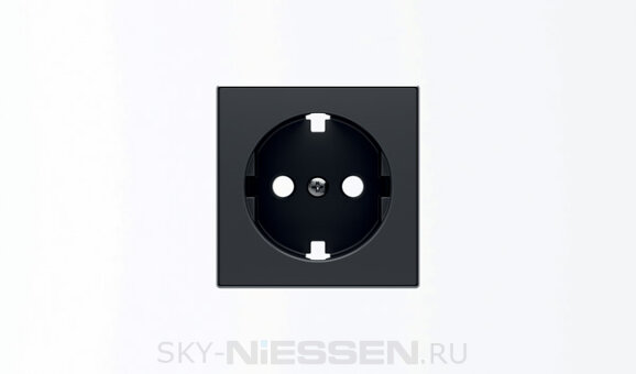 Накладка для розетки SCHUKO с плоской поверхностью, серия SKY, цвет чёрный барх. - 8588.9 NS
