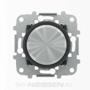 Механизм электронного универсального поворотного светорегулятора 60 - 500 Вт, серия SKY Moon, кольцо чёрное стекло - 8660 CN