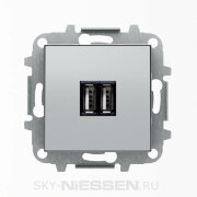 SKY - USB зарядка для портативных устройств,  2 х 2000 мА,  Серебряный