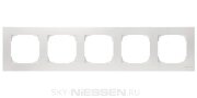 Рамка 5-постовая, серия SKY, цвет альпийский белый, подложка серого цвета  - 8575 BL