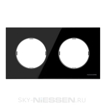 Рамка 2-постовая, серия SKY Moon, цвет стекло чёрное - 8672 CN
