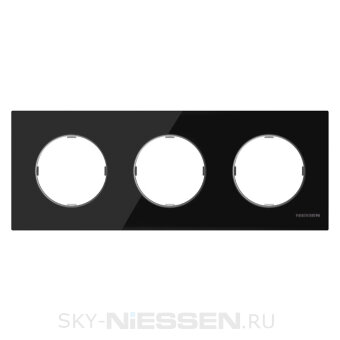 Рамка 3-постовая, серия SKY Moon, цвет стекло чёрное - 8673 CN