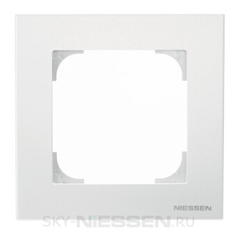 Рамка 1-постовая, серия SKY, цвет альпийский белый, подложка серого цвета - 8571 BL