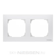 Рамка 2-постовая, серия SKY, цвет альпийский белый, подложка серого цвета  - 8572 BL