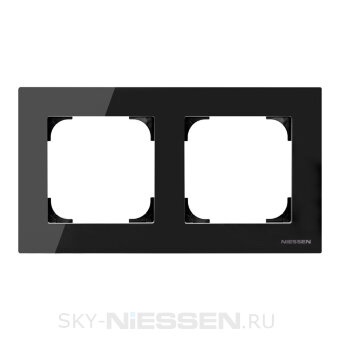 Рамка 2-постовая, серия SKY, цвет стекло чёрное - 8572 CN