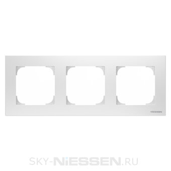 Рамка 3-постовая, серия SKY, цвет альпийский белый, подложка серого цвета  - 8573 BL