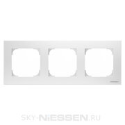 Рамка 3-постовая, серия SKY, цвет альпийский белый, подложка серого цвета  - 8573 BL