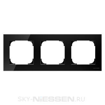 Рамка 3-постовая, серия SKY, цвет стекло чёрное - 8573 CN