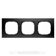 Рамка 3-постовая, серия SKY, цвет чёрный бархат - 8573 NS