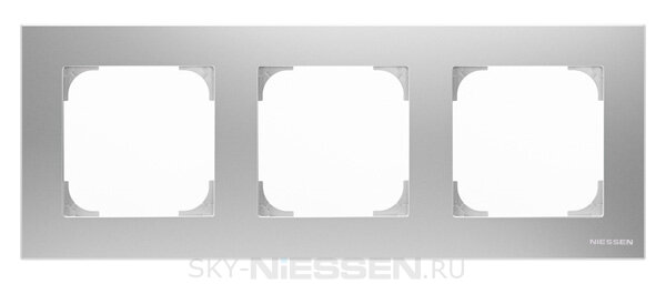 Рамка 3-постовая, серия SKY, цвет серебристый алюминий - 8573 PL