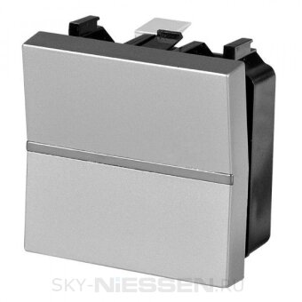 Механизм 1-клавишного 1-полюсного выключателя с клавишей, 2-модульный, серия Zenit, цвет серебристый - N2201 PL