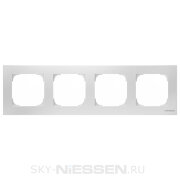 Рамка 4-постовая, серия SKY, цвет альпийский белый, подложка серого цвета  - 8574 BL