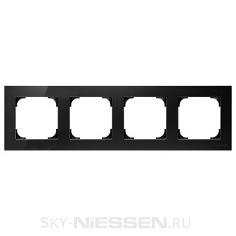 Рамка 4-постовая, серия SKY, цвет стекло чёрное - 8574 CN