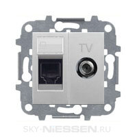 Zenit - Розетка комбинированная RJ45 + TV, серебристый