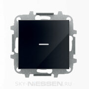 SKY - Выключатель 1-клавишный, с подсветкой , Черное стекло