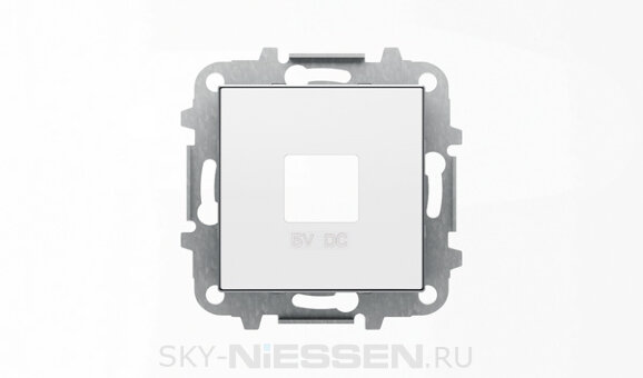 Накладка для механизмов зарядного устройства USB, арт.8185, серия SKY, цвет альпийский белый - 8585 BL