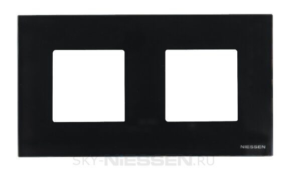 Рамка 2-постовая, серия Zenit, стекло чёрное - N2272 CN